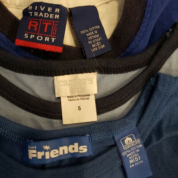 Lot of 3 Carter's Just Friends River Trader Boys Shirts Size 5 Blue Sleeveless - Picture 12 of 12